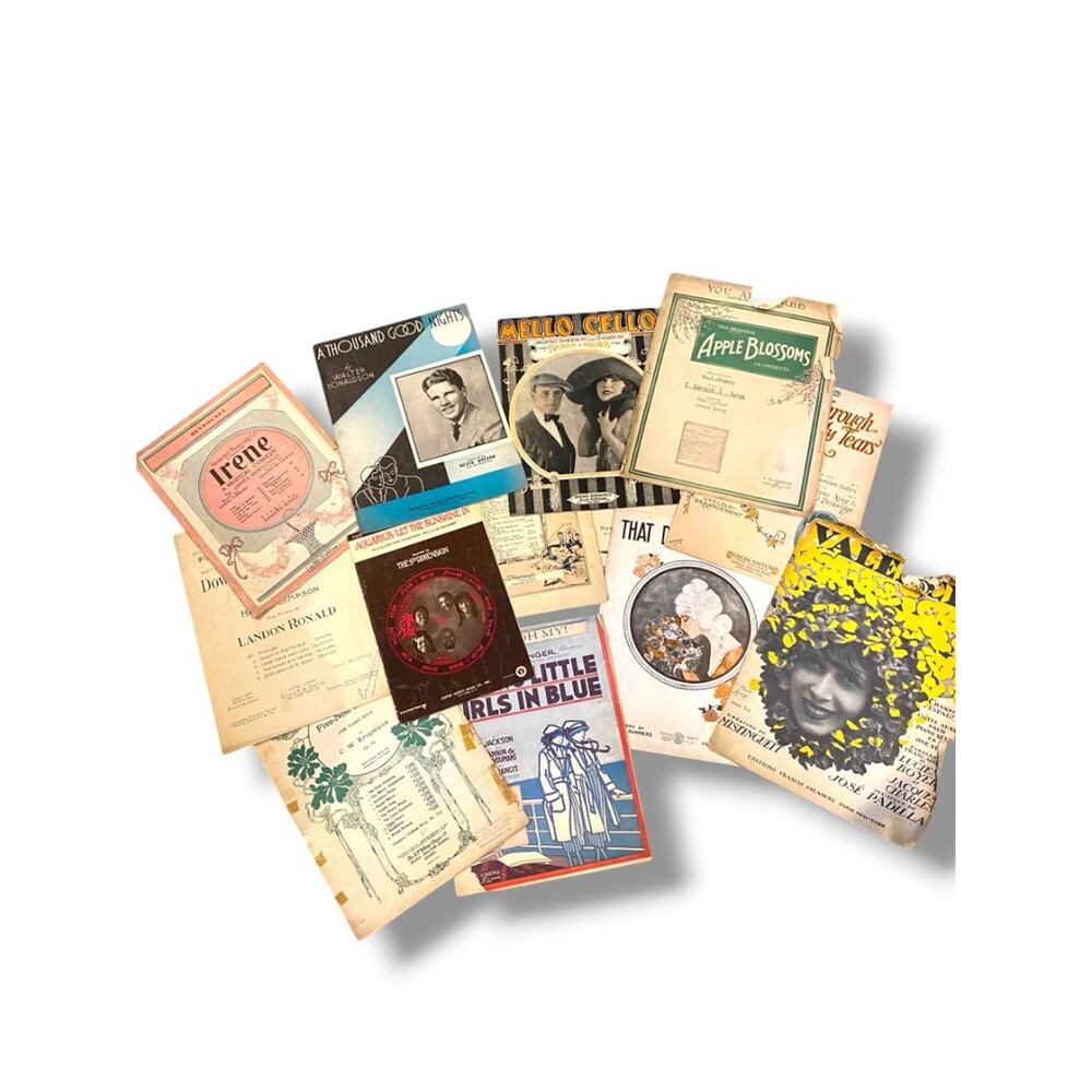 Lot of 13 Vintage and Antique Sheet Music Covers Wall Art Crafting Junk Journals
